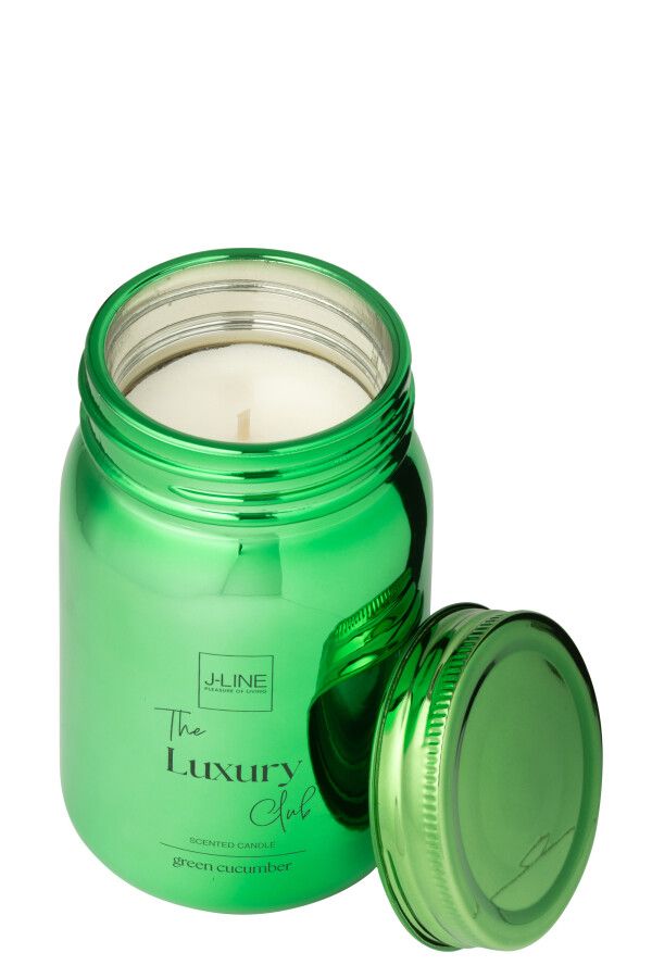 Geurkaars Voorraadpot Glas Groen-69u H 13 x B 8 x L 8 cm  (55050)