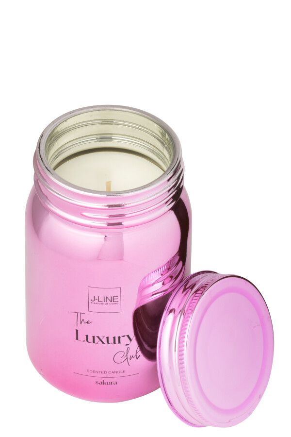 Geurkaars Voorraadpot Glas Roze-69u H 13 x B 8 x L 8 cm (55051)