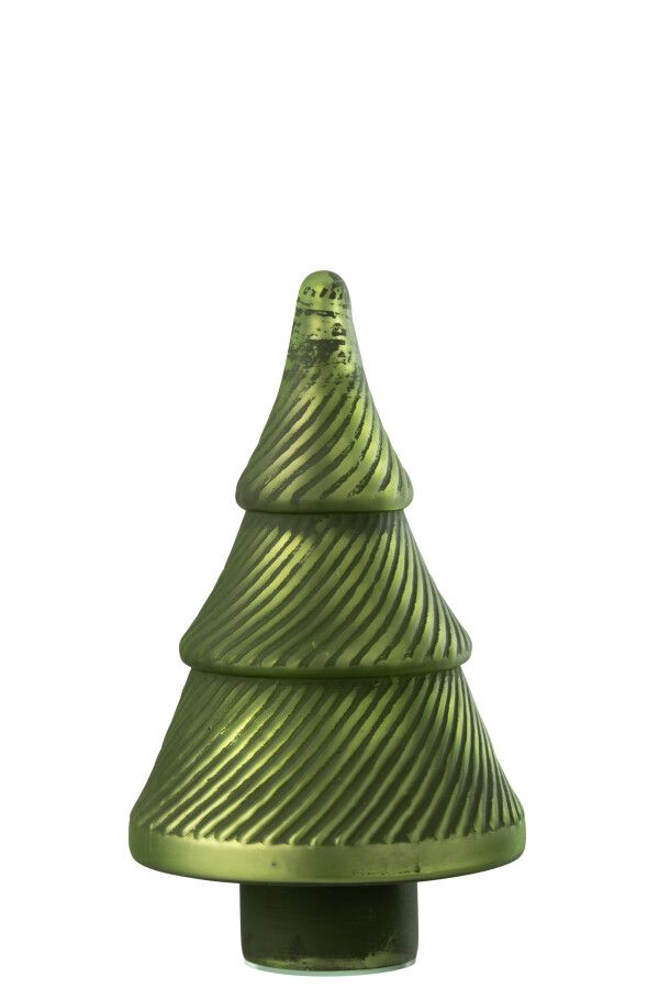 Kerstboom Geoxideerd Geribbeld Glas Groen Small H 30 X B 13 X L 13 CM  (55063)