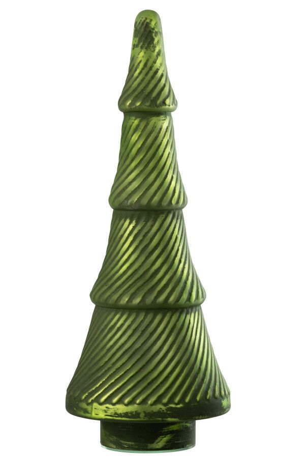Kerstboom Geoxideerd Geribbeld Glas Groen Large H 41 x B 16  x L 16 cm  (55064)