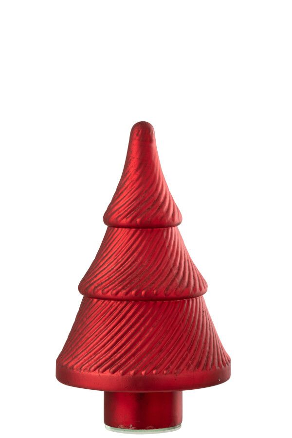Kerstboom Geoxideerd Geribbeld Glas Rood Small H 30 x B 13 x L 13 cm  (55067)