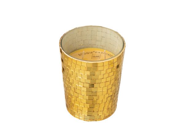 Geurkaars Spiegel Glas Geel H 15,5 x B 12,5 x L 12,5 cm (55106)