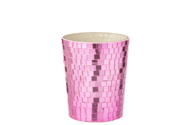 Geurkaars Spiegel Glas Roze H 15,5 x B 12,5 x L 12,5 cm  (55120)