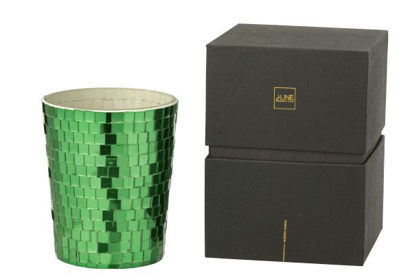 Geurkaars Spiegel Glas Groen H15,5 x B 12,5 x L ,12,5 cm (55148)