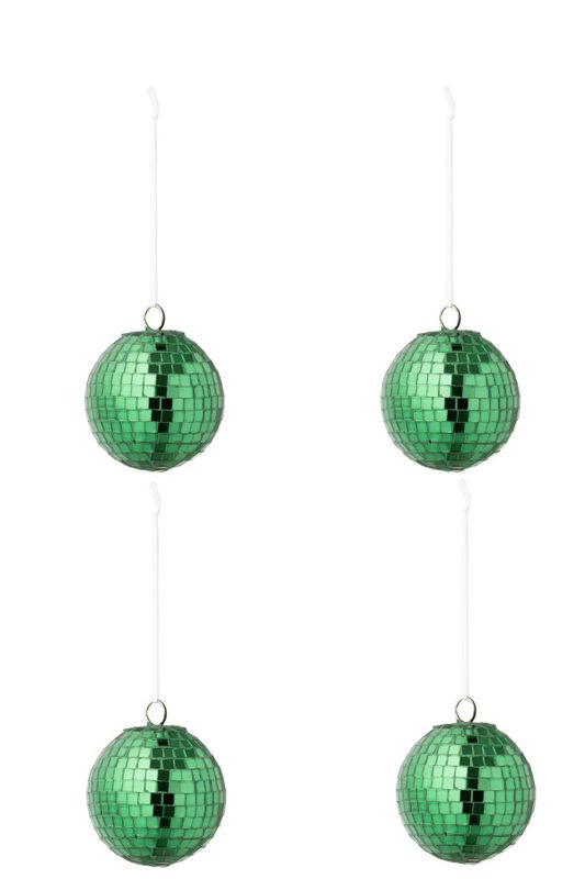 Doos Van 4 Kerstbal Spiegel Glas Groen Small H 7 x B 7 x L 7 cm (55150)