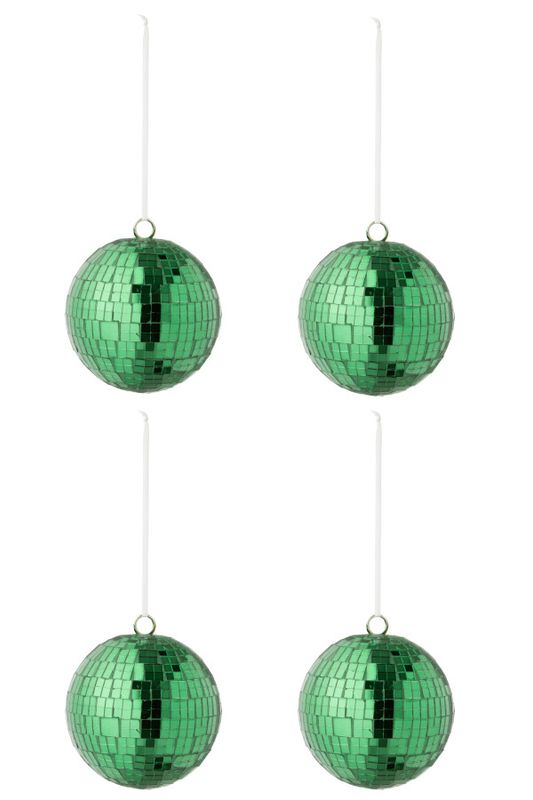 Doos Van 4 Kerstbal Spiegel Glas Groen Large H 11 x B 11 x L 11 cm (55151)