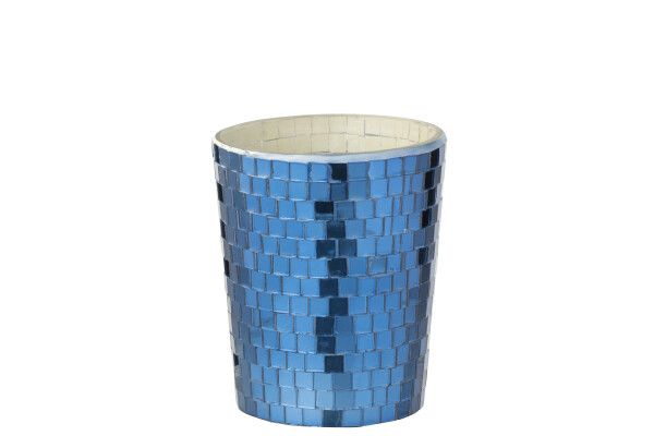 Geurkaars Spiegel Glas Blauw H 15,5 x B 12,5 x L 12,5 cm (55162)