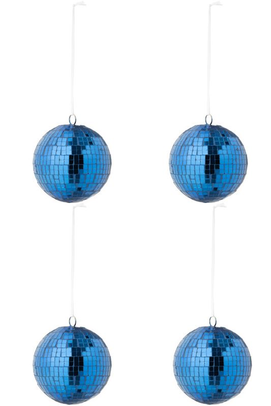 Doos Van 4 Kerstbal Spiegel Glas Blauw Large H 11 x B 11 x L 11 cm (55165)