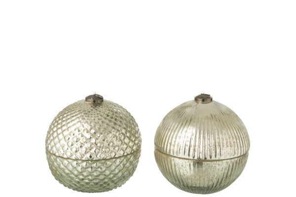 Geurkaars Kerstbal Glas Zilverkleurig Large Assortiment Van 2 H 18,5 x B 17,5 x L 17,5 cm (55177)