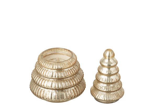 Geurkaars Boom Geribbeld Glas Goudkleurig Small H 17,5 x B 11 x L 11 cm (55195)