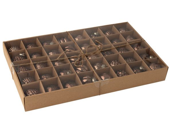 Doos Van 40 Kerstbal 8 Patronen Glas Bruin H 6 x B 6 x L 6 cm  (55197)