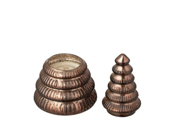 Geurkaars Boom Geribbeld Glas Bruin Small H 17,5 x B 11 x L 11,5 cm (55206)