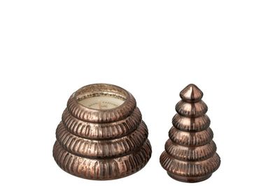 Bougie parfumée Arbre en verre strié Marron Petit modèle H 17,5 x L 11 x P 11,5 cm (55206)