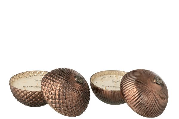 Geurkaars Kerstbal Glas Bruin Large Assortiment Van 2 H 18,5 x B 17,5 x L 107,5 cm (55199)