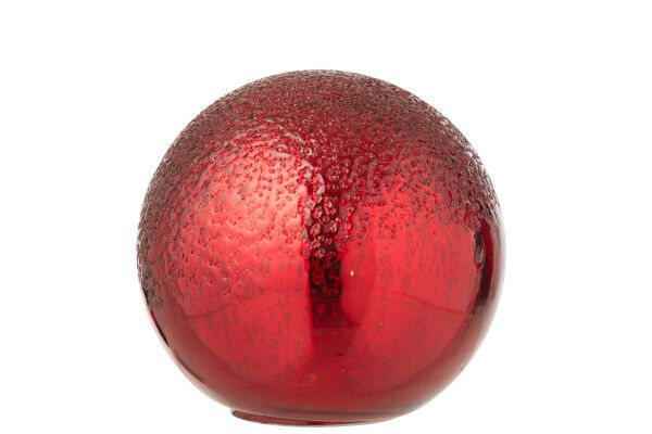 Bal Led Gekraakt Glas Kerstrood Large H 19 x B 20 x L 20 cm  (55214)