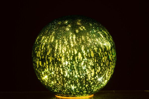 Bal Led Gekraakt Glas Groen Large H 19 x B 20 x L 20 cm  (55225)