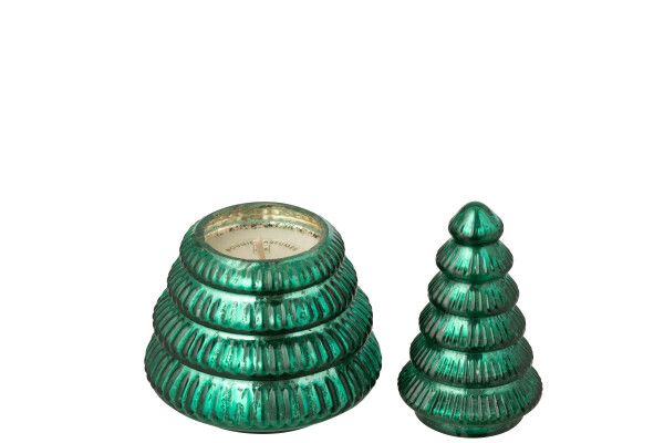 Geurkaars Boom Geribbeld Glas Groen Small H 17,5 x B 11 x L 11 cm (55228)