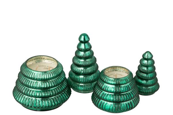 Geurkaars Boom Geribbeld Glas Groen Large H 21,5 x B 13 x L 13 cm  (55229)