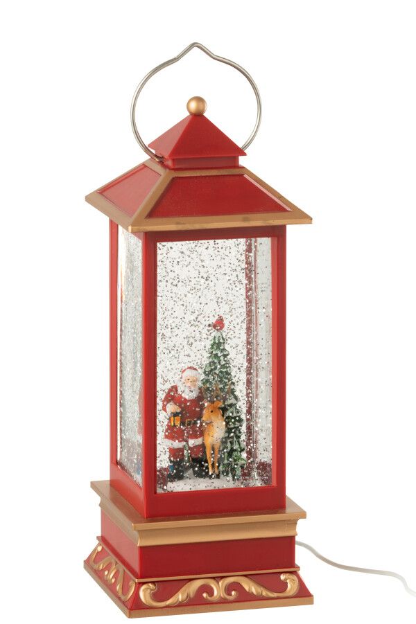 Lantaarn Kerstman Plastiek Meerkleurig H 27,5 x B 10,5 x L 10,5 cm (55241)