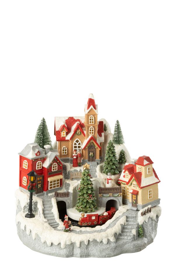 Dorp Trein Polyresin Meerkleurig H 27 x B 28,5 x L 28 cm (55245)