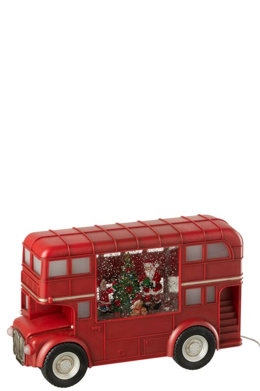 Bus Led +Muziek Kerstman Plastiek Meerkleurig H 18 x B 9,5 x L 29,5 cm  (55246)