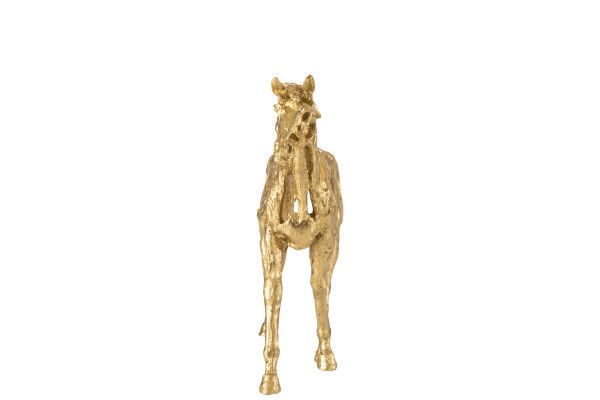 Paard Rennen Polyresin Goudkleurig Small H 36,5 x B 11,5 cm  (55308)