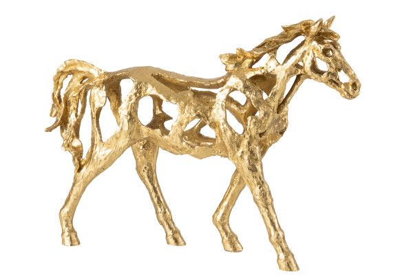 Paard Rennen Polyresin Goudkleurig Large H43,5 x B 13,5 x L 57 cm (55309)