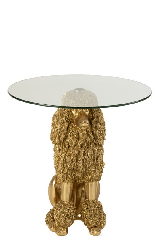 Bijzettafel Poedel Rond Polyresin Goudkleurig H 62 x B 60 x L 60 cm (55312)