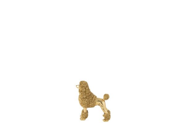 Poedel Staand Polyresin Goudkleurig Small H 26 x B 11 x L 23 cm  (55313)