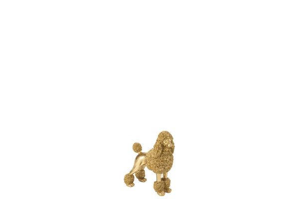 Poedel Staand Polyresin Goudkleurig Small H 26 x B 11 x L 23 cm  (55313)