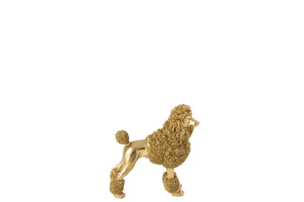 Poedel Staand Polyresin Goudkleurig Medium H 34 x B 15 x L 32 cm (55314)