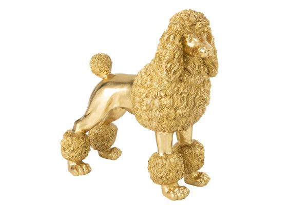 Poedel Staand Polyresin Goudkleurig Extra Large H 79 x B 35 x L 74 cm  (55316)
