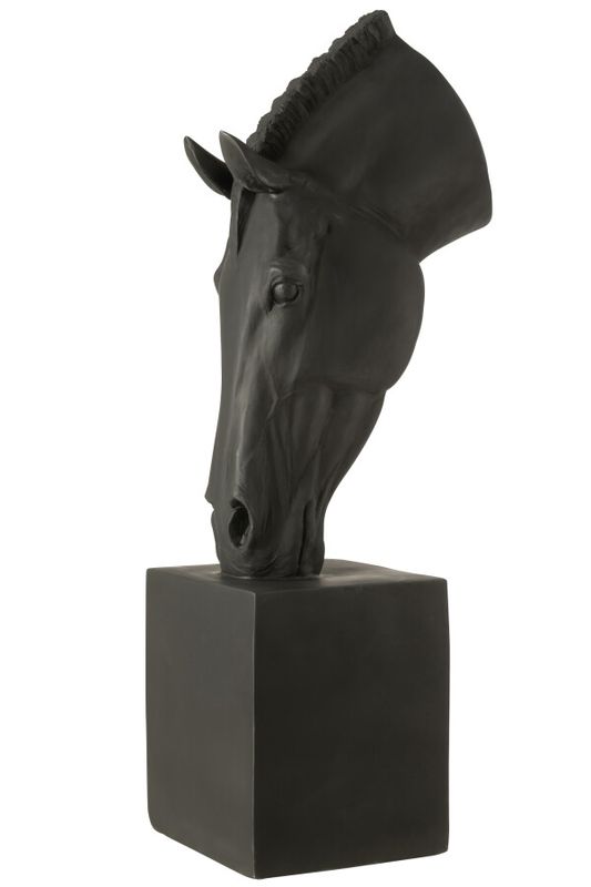 Paard Op Voet Magnesiumoxide Zwart Large H 95 x B 27 x L 39 cm (55325)