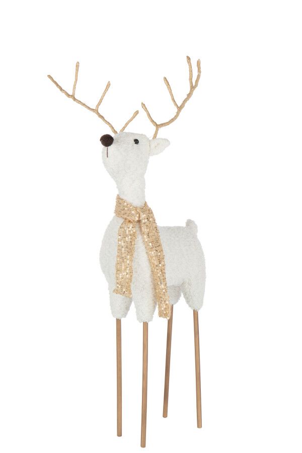 Rendier Sjaal Polyester Wit/Goudkleurig Large H 75 x B 13 x L 27 cm (55337)