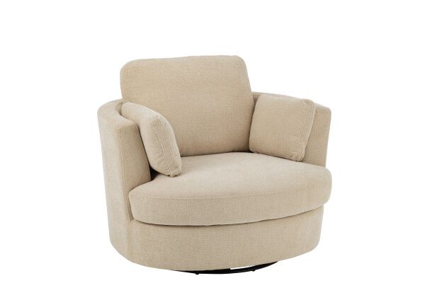 Loungestoel Swiv Populierenhout/Schuime Beige H 89 x B 100 x L  109 cm  (46048)