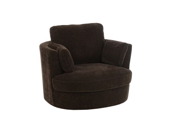 Loungestoel Swiv Populierenhout/Schuim Donker Bruin H 89 x B 100 x L 109 cm (46064)