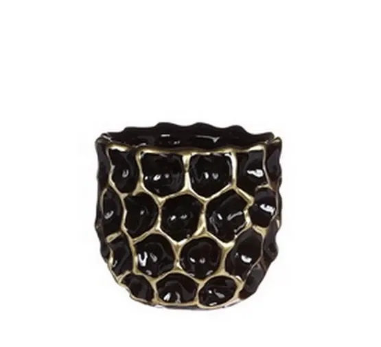 Pot Dented Ø 13 h.12 cm black gold