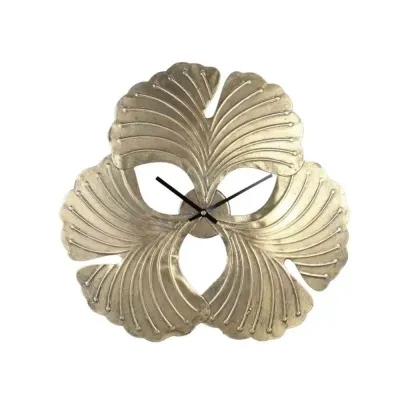 Rosalee Wandklok Ginkgoblad - 45 x 4,5 x 44 cm - Metaal - Goud