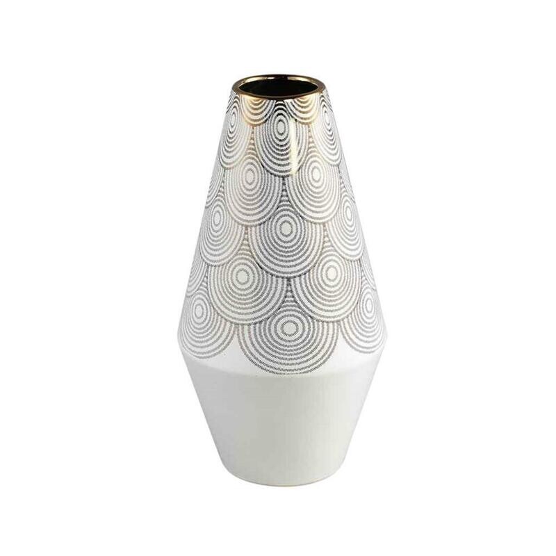 PTMD Vase Vincey céramique blanc/or 40 cm