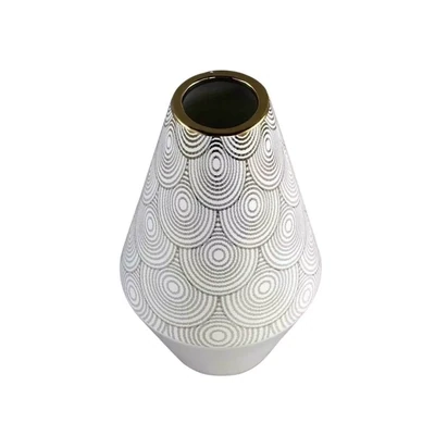 Vaas Vincey keramiek wit/goud 40 cm