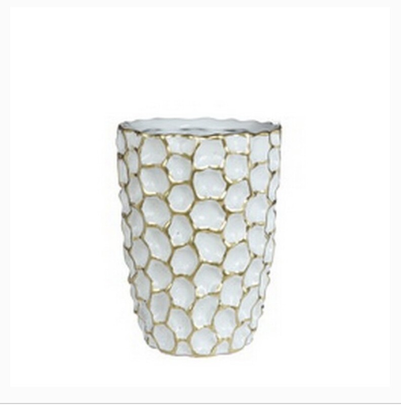 Vase Dented Ø 15 h.20 cm white gold