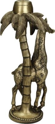 Kandelaar met Giraffe en palmboom 10 x 10 x 24 cm