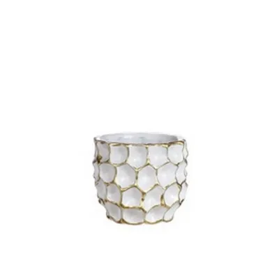 Pot Dented Ø 11 h.10 cm white gold