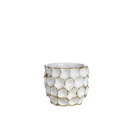 Pot Dented Ø 11 h.10 cm white gold