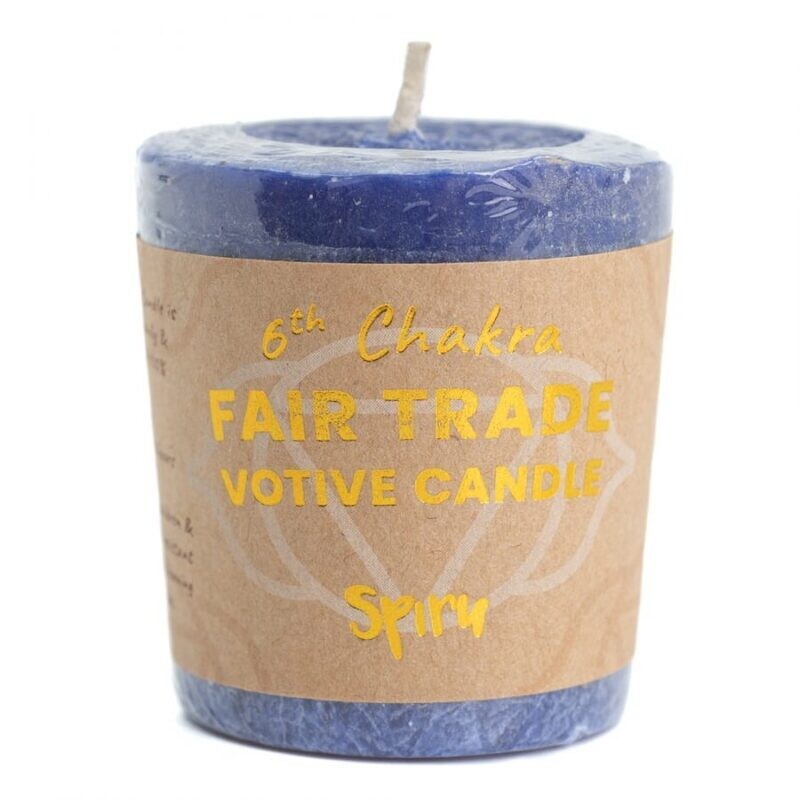 Fair Trade Votief Wens Kaars Derde Oog Chakra (6e) – Indigo (10 Branduren)