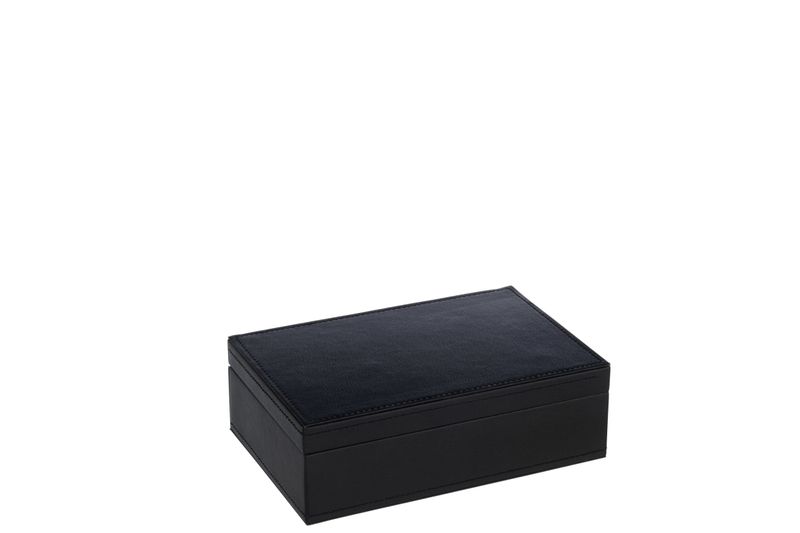 Juwelendoos 5 Compartimenten+Spiegel Kunstleder Zwart H 7 x B 21,5 x L 14,5 cm  (37096)