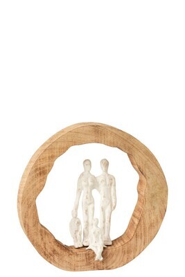 Personnage famille bois de manguier/aluminium naturel/argent 27 x 8 x 27 cm