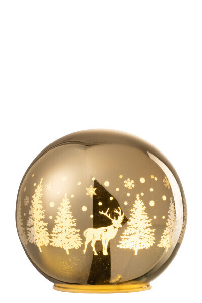 Decoratie Bol Led Winter Glas Goud Large H 14 x B 14,5 x L 14,5 cm (15124)