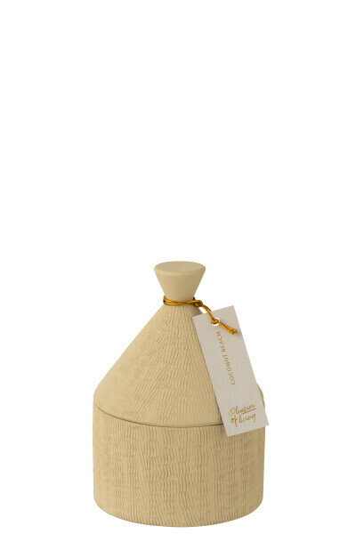 Kaars Keramiek Pot Coconut Beach Was Beige-40u H 17,5 x B 12 x L 12 cm (32812)