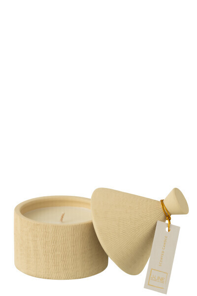 Kaars Keramiek Pot Coconut Beach Was Beige-40u H 17,5 x B 12 x L 12 cm (32812)